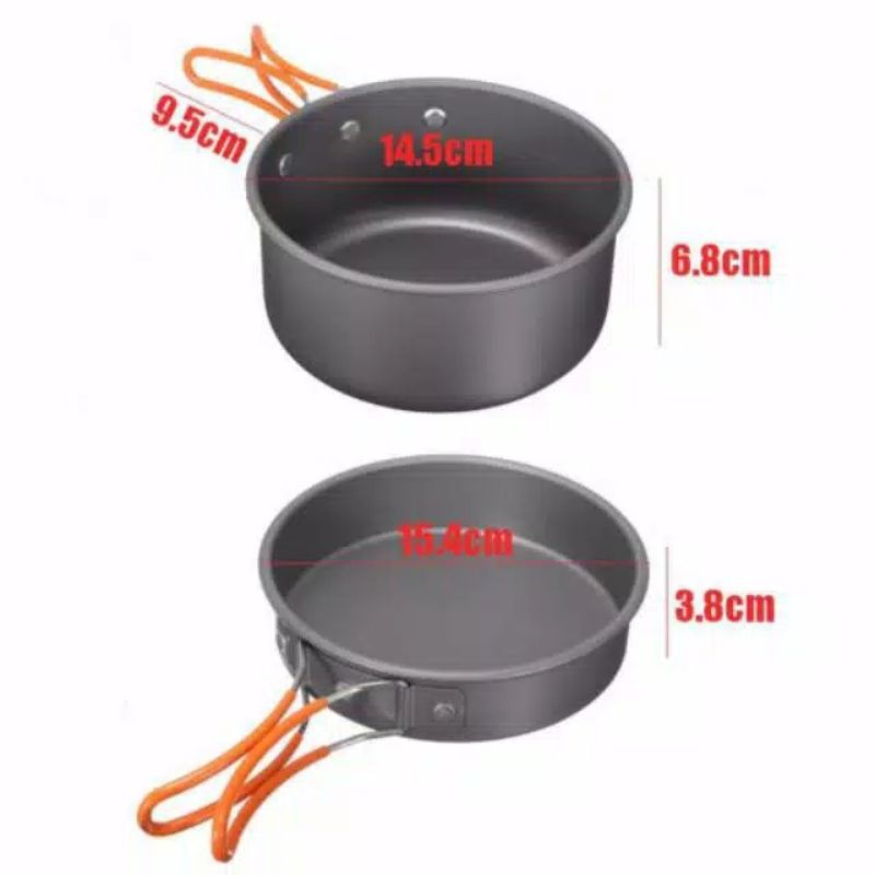 [Bisa COD] Cooking Set DS200 Nesting 1-2 Person Camping Outdor