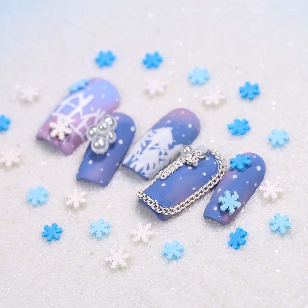 AUGUSTINA Agustina Snowflakes Nail Sequin Lembut Biru Dan Putih Korea 3D Snowflakes Flake Elegance Christmas Series DIY Dekorasi Nail Art