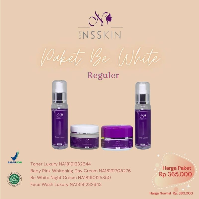 Paket Be White New Nsskin Skincare Whitening Pemutih BPOM
