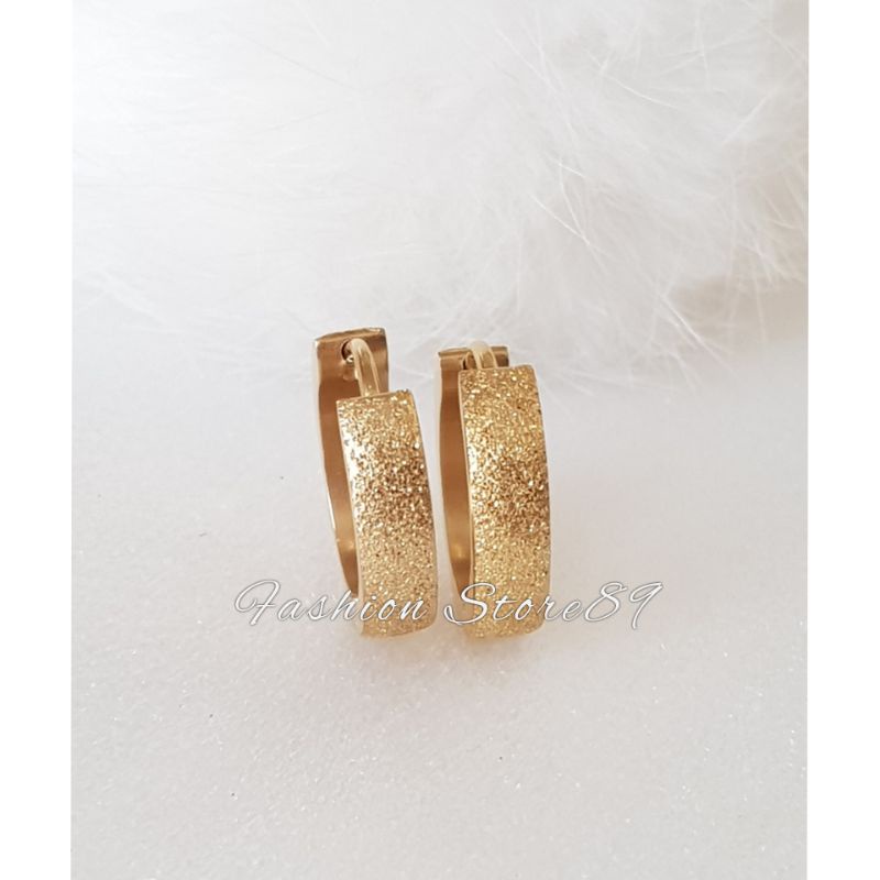 anting jepit bulat pasir gold dove impor titanium Antikarat bestseller bestquality replica emas asli