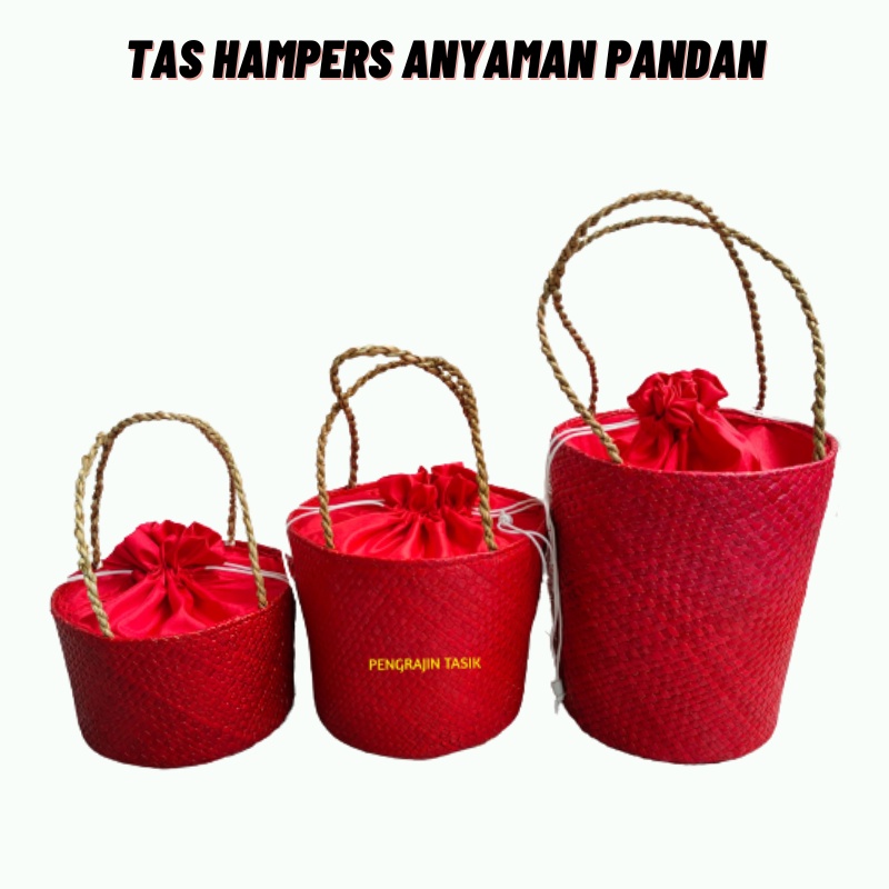 Tas Parcel Isi 1 Toples | 2 Toples | 3 Toples Keranjang Hampers Anyaman Pandan - (Merah)
