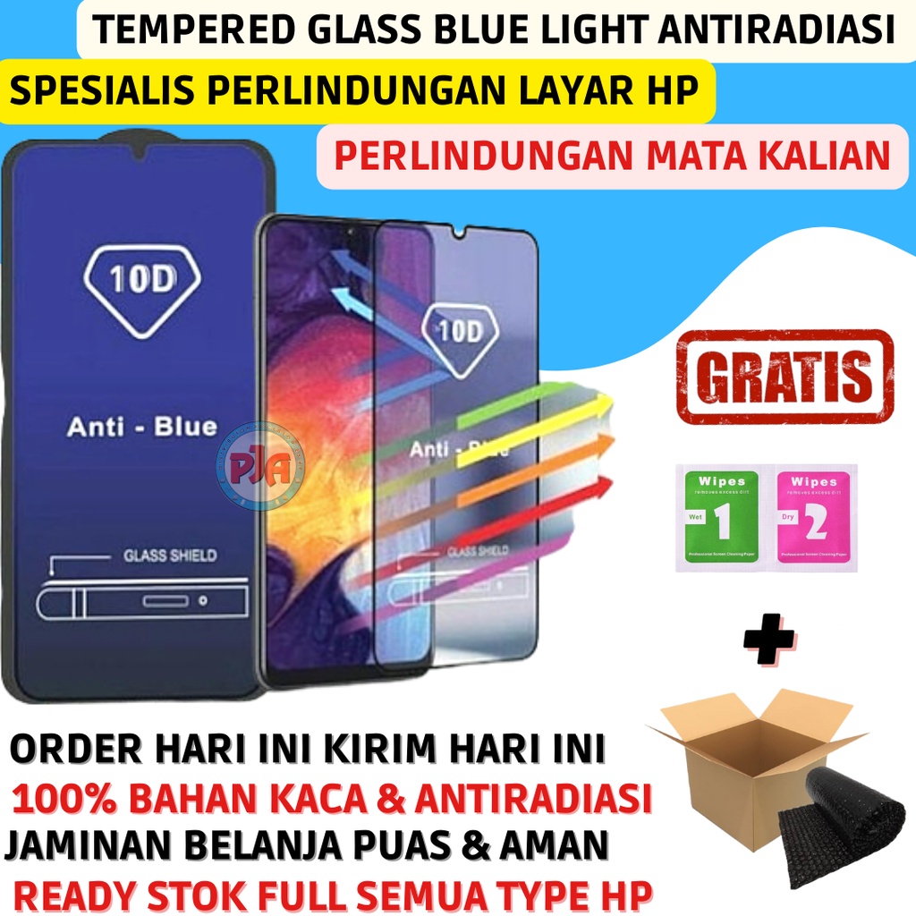 Tempered Glass Anti Gores Temperglass Tg Kaca Blue Full Screen Anti Radiasi Xiaomi Redmi 5 6 7 8 9 4X 4A 5A 6A 7A 8A 9A 10A