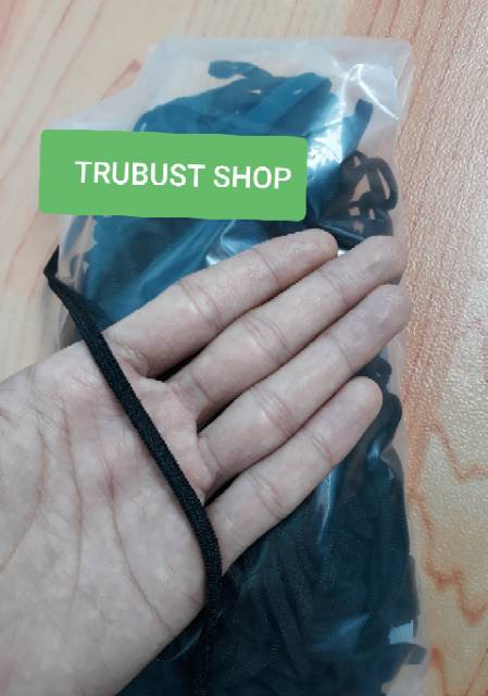 Tali masker karet elastis hitam lebar 4mm  jual per 50yard/45mtr