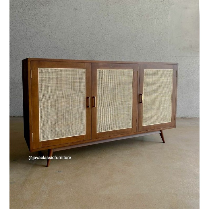 BUFET TV ROTAN RETRO MINIMALIS VINTAGE CABINET SCANDINAVIA DRAWER PAJANGAN BAHAN KAYU JATI GRADE A BERKUALITAS EXPORT FURNITURE JEPARA-2