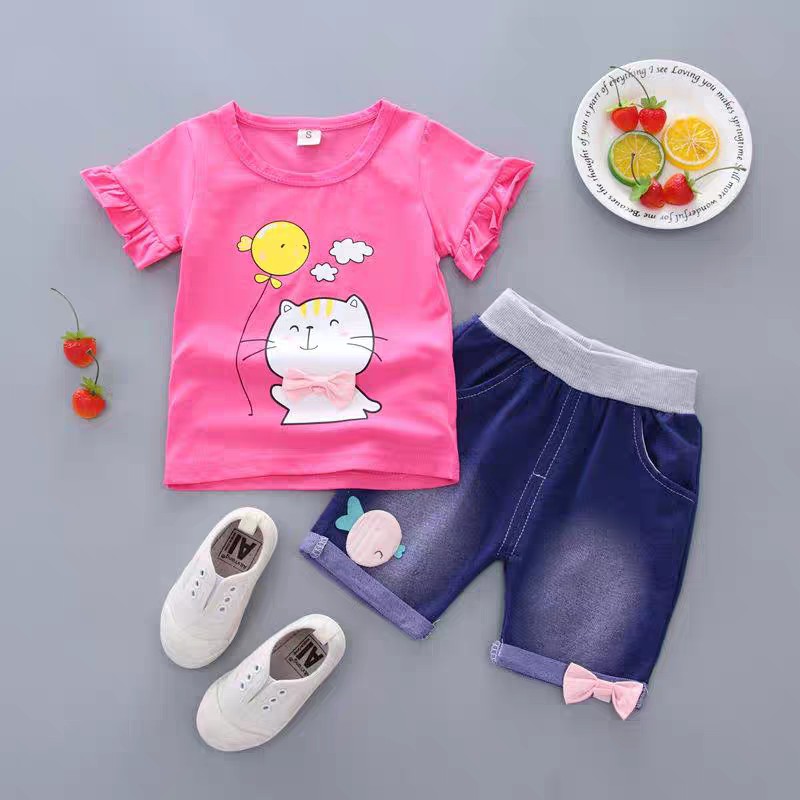 Setelan Baju Anak Perempuan Import | Set Kaos Anak Cewek / Kualitas Premium harga Murah Cat Balon MB