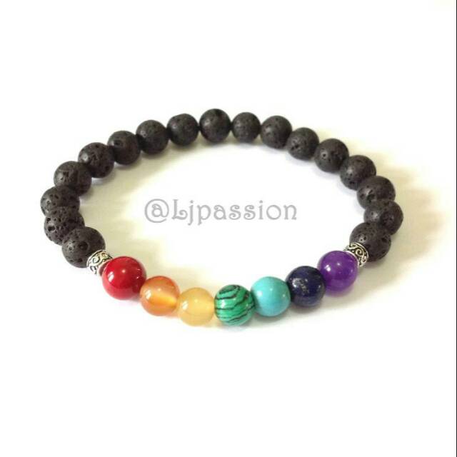 Gelang Tujuh Chakra, Gelang 7 Chakra, Gelang Batu Lava