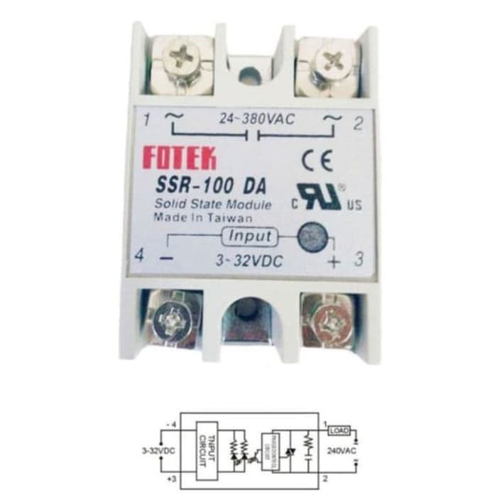 FOTEK SSR-100DA 100A SOLID STATE RELAY SSR DC CONTROL AC 3-32V/24-380V