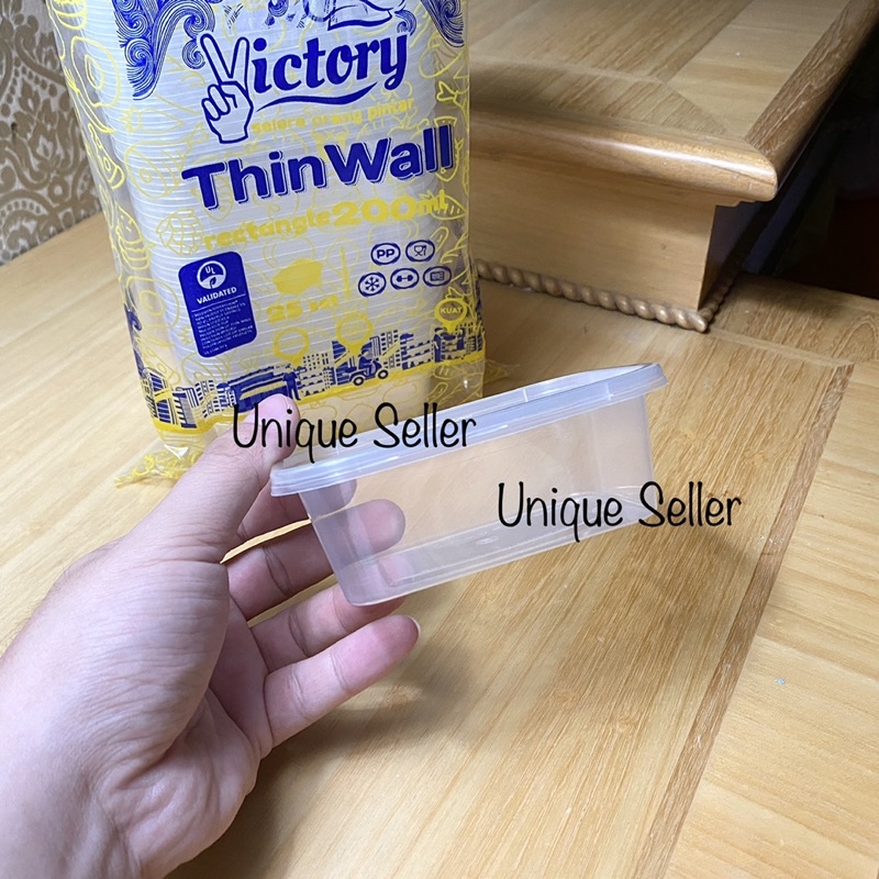 Thinwall Rectangle 200 ml Victory isi 25 pcs / Thinwall Persegi Panjang 200ml Victory / Thinwal Rectangle 200 ml / Thinwall Thinwal Kotak 200ml / Food Container 200 ml