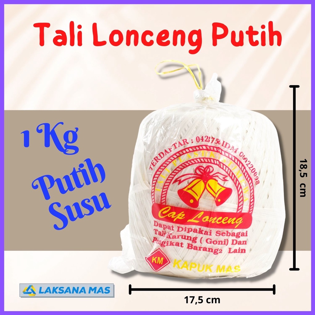 

Tali Rafia Plastik Laksanamas Merek Lonceng Warna Putih Susu di Jakarta/Tangerang/Depok/Bekasi