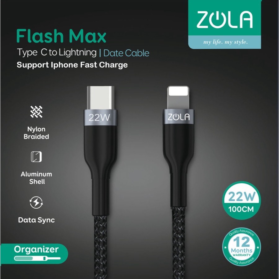 KABEL DATA  TYPE C TO IPHONE ZOLA KABEL FLASH MAX SUPPORT FAST CHARGING KABEL TYPE-C TO LIGHTNING KABEL TYPE C TO IPHONE