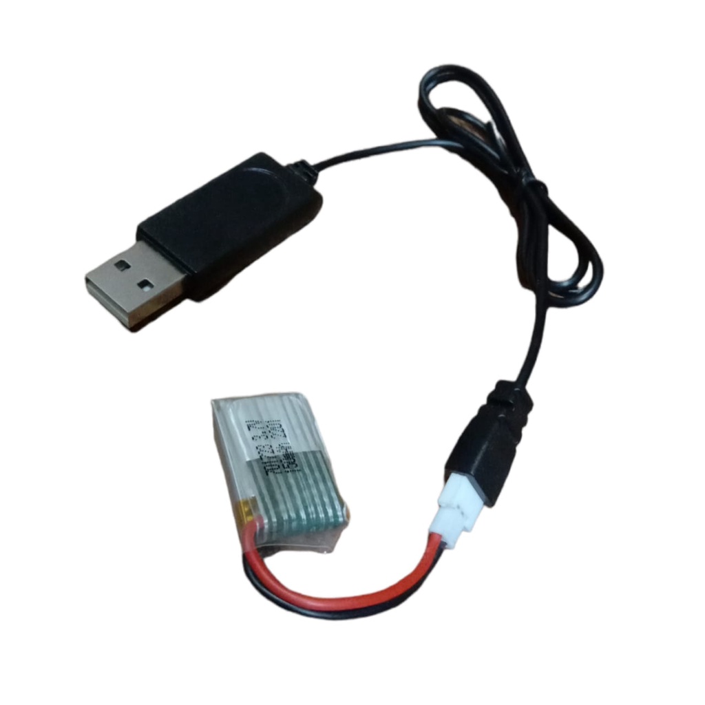 Paket Kabel USB + Baterai DRONE LIPO 150mAh 3.7V Konektor JST LOSI