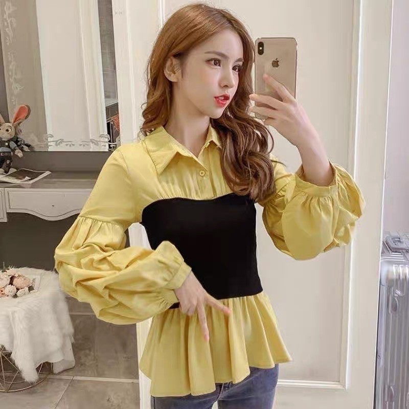 1188 Atasan Blouse Kimberly Import 01-Kuning