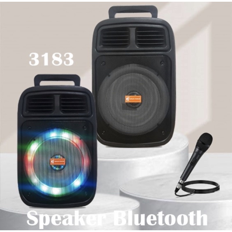 Speaker Bluetooth Portable 3183 LED 6.5inch Plus microphone - Speaker + Microphone 3183 LED