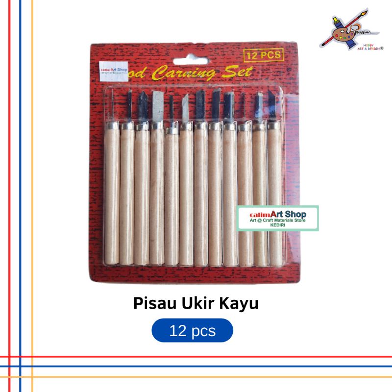 Set Pisau Ukir Pahat Kayu 12 in 1 Wood Carving Art Knife