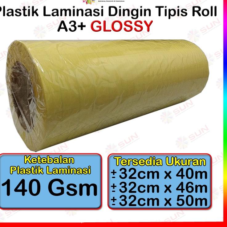 Baru - Plastik Laminasi Dingin Tipis Roll A3+ / A4 + 140 micron - Motif Glossy, Doff Matte  Sticker 