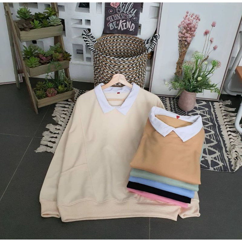 GSC - Sweater LUTES Oversize / Sweater Wanita , Saku Kanan Kiri &amp; KERAH ASLI