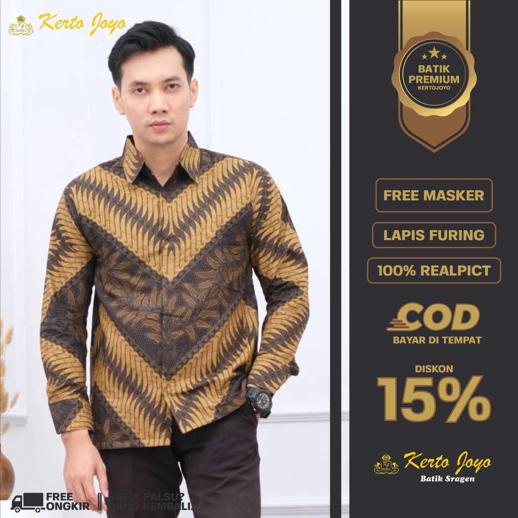 BAJU BATIK PRIA LENGAN PANJANG KEMEJA BATIK LENGAN PANJANG MODERN BATIK SLIMFIT PREMIUM PCW 114