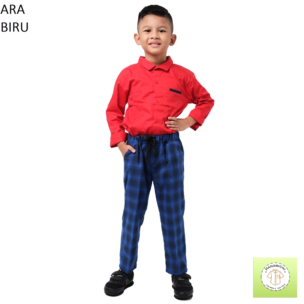 Hanamichi ARA Celana Panjang Anak Flanel Motif Catur