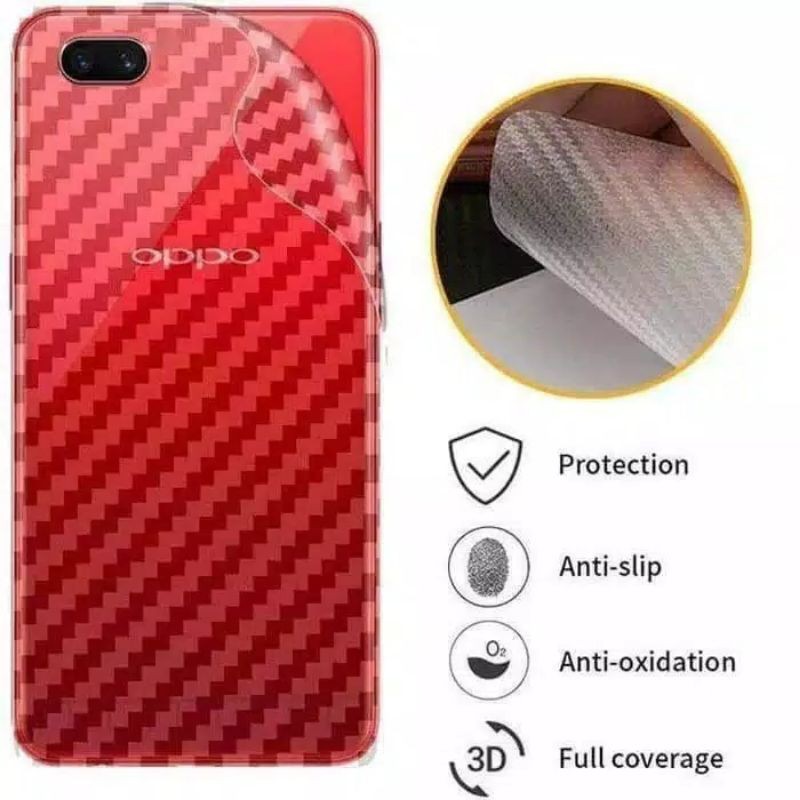 Skin Carbon Oppo A5s / A3s Garskin Sticker Karbon Fiber Anti Gores Belakang Premium