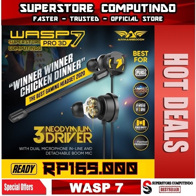 Armaggeddon WASP-7 PRO 3D Gaming Earphones with Triple Neodymium Drive