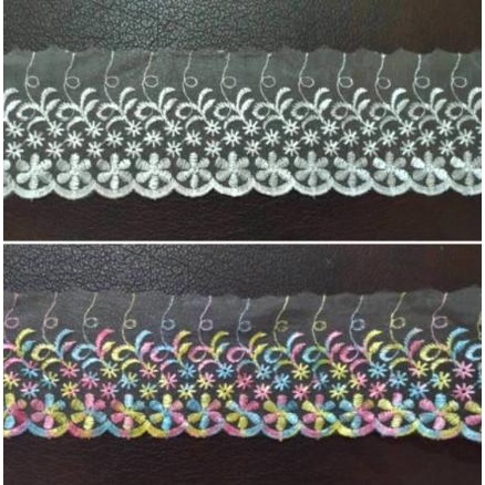 *#*#*#] Renda Nilon Bordir Lebar 10 cm (15 yard)