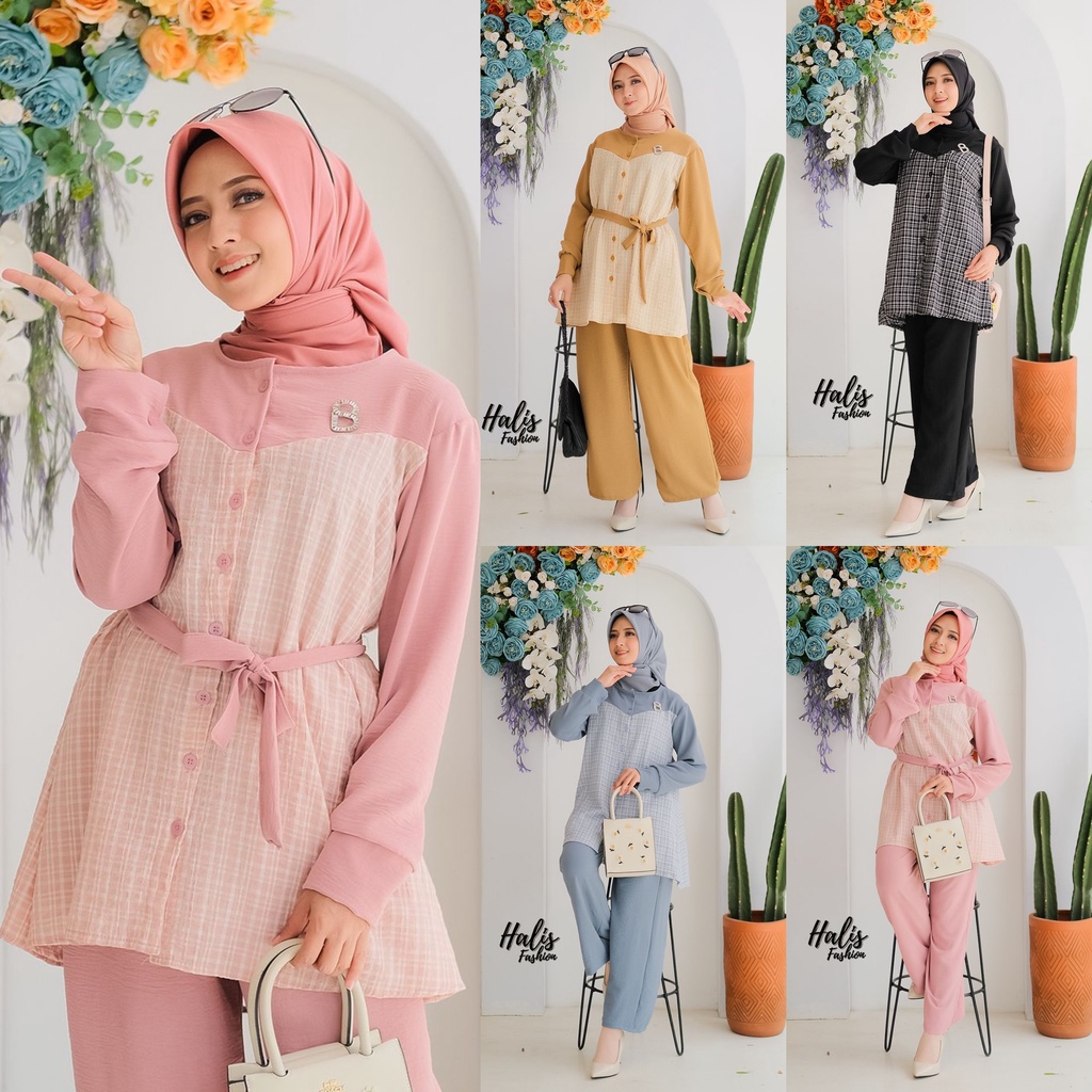 SET KEMEJA KERJA ROK DAN CELANA ORI HALIS CRINGKEL PREMIUM ALL MODEL HALIFAH BENING INESA FRISKA TIARA MAZAYA ONE SET KERJA MASA KINI