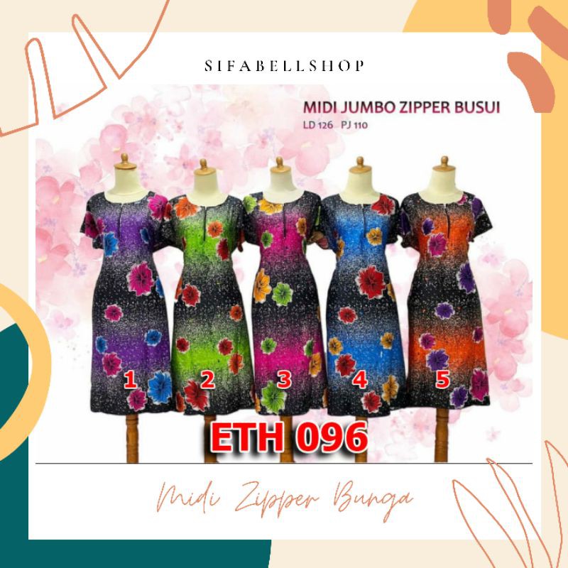 DASTER MIDI JUMBO BUNGA ZIPPER DEPAN BUSUI FRIENDLY ETH096