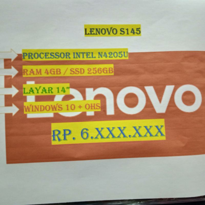 LENOVO S145 N4205U 4GB SSD 256GB