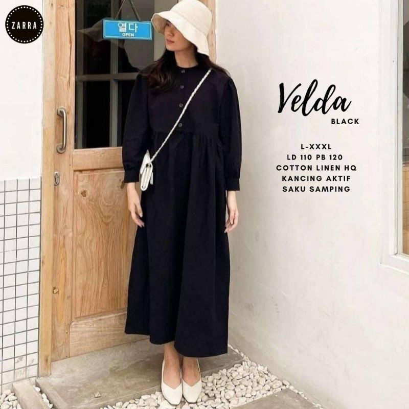 (BISA COD) VELDA GAMIS MIDI BAJU WANITA TERBARU ORIGINAL PRODUK