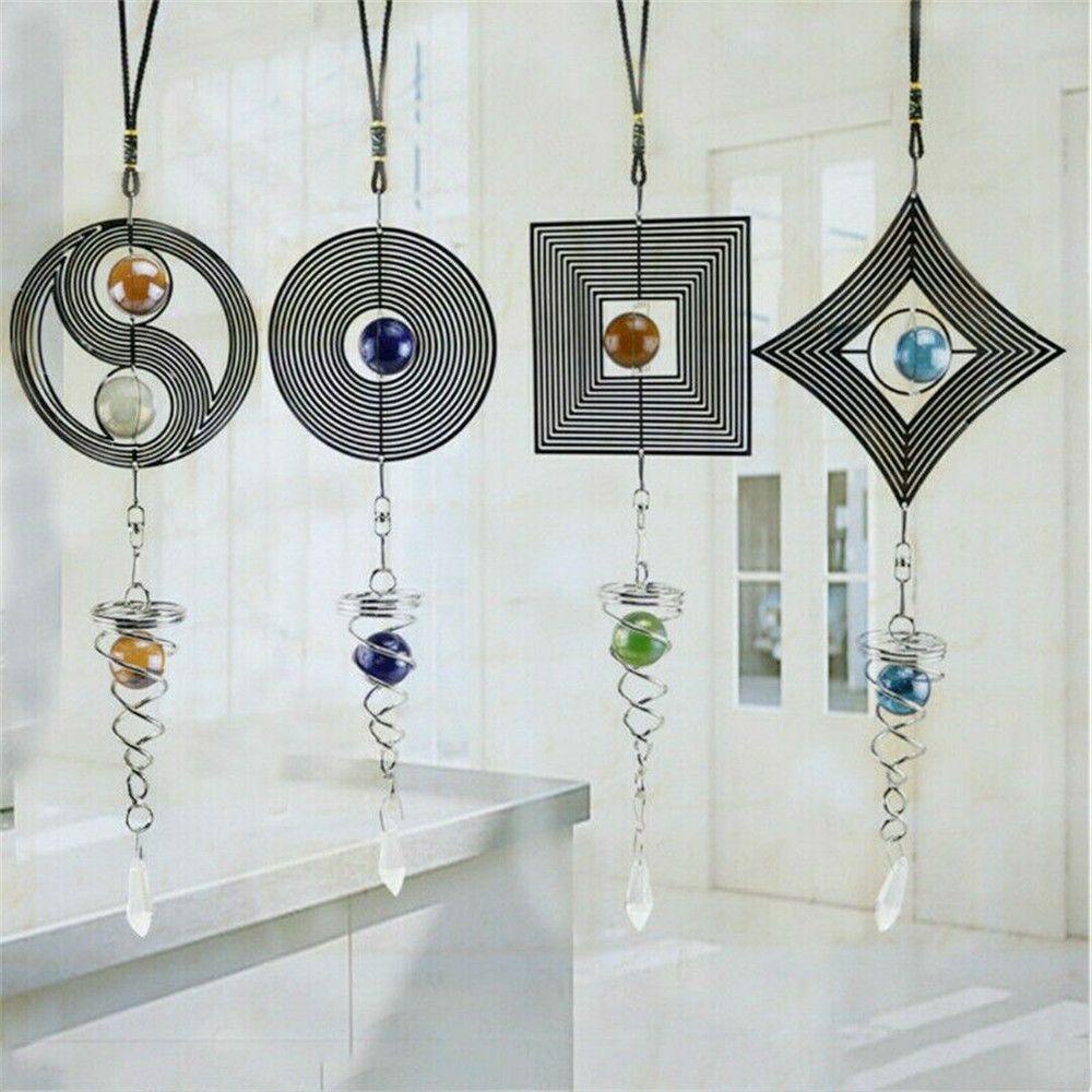 R-bunga Lonceng Angin Berputar Spinner Suncatcher Kristal Liontin Windchime