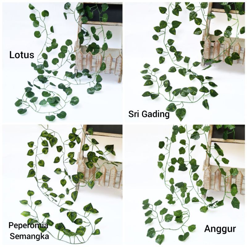 AL92 (12PCS) Daun Rambat 2m Lotus Peperomia Semangka Anggur Sri Gading Plastik Hiasan Backdrop