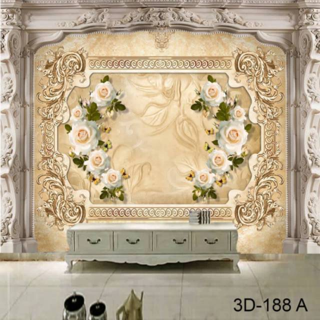 Wallpaper custom 3D motif bunga