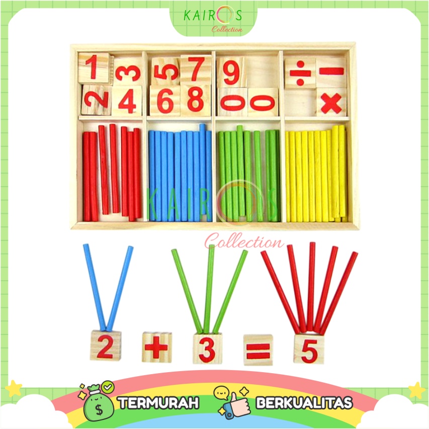 Mainan Anak Wooden Mathematical Intelligence Stick Kayu Belajar Matematika Berhitung