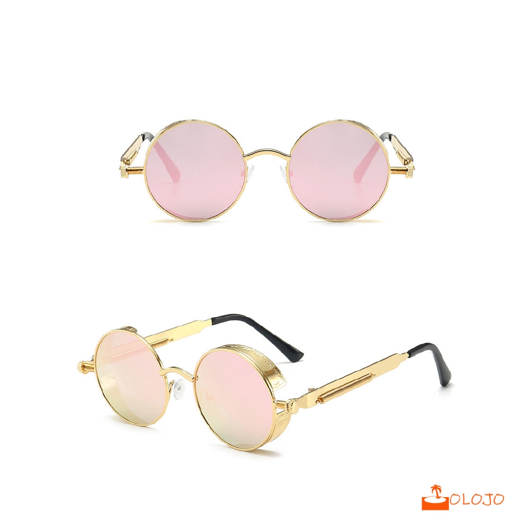 OLOJO Kacamata Hitam Vintage Sunglass Terpolarisasi Steampunk Putaran Kacamata