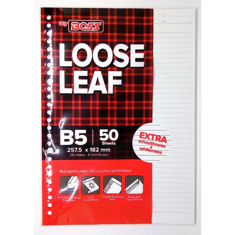 

Loose Leaf Big Boss B5 26 Holes bergaris / isi 50 Lembar