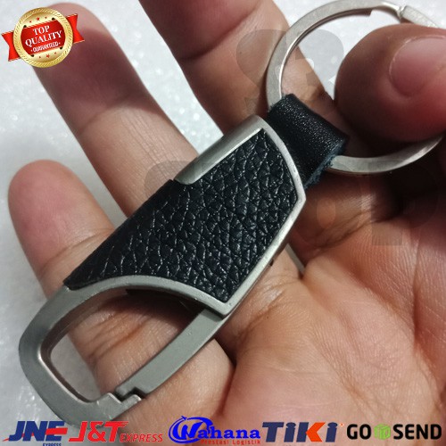 Gantungan Kunci Metal Leather Carabiner Keychain Premium