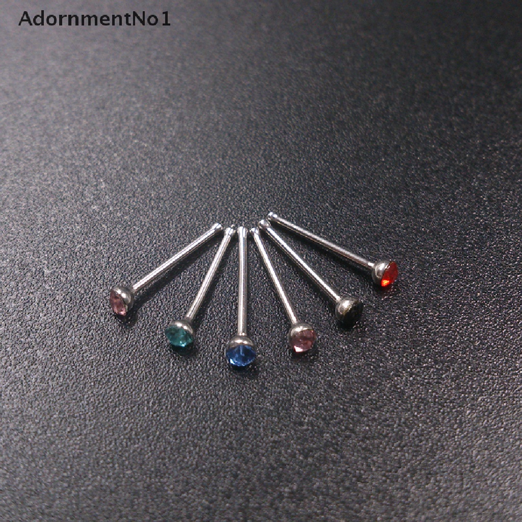 (AdornmentNo1) 60pcs / Set Anting Tindik Hidung Aksen Kristal + Berlian Imitasi Bahan Stainless Steel Untuk Wanita