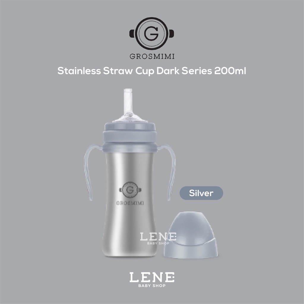 Grosmimi Stainless Straw Cup 200ml Dark Series NEW