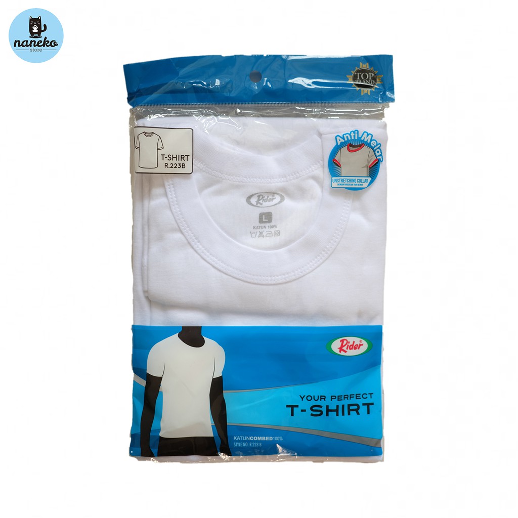 Tshirt Kaos Oblong Polos Putih Dalaman Pria RIDER ORIGINAL Premium