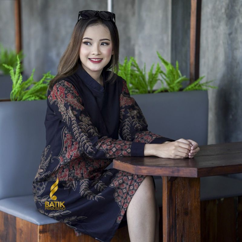 GEETA BATIK WANITA LENGAN PANJANG BAJU TUNIK ATASAN KERJA KANTORAN MODERN JUMBO PREMIUM KEKINIAN BAT