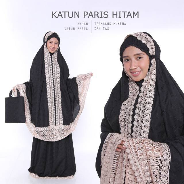 terbatas Mukena Katun Paris Warna Hitam terbatas