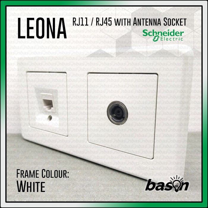 SCHNEIDER Leona Double Socket Outlet - TV / RJ45 / RJ11 Telepon