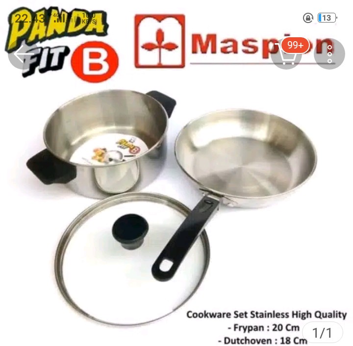 Maspion Panda Fit B Panci Tutup Kaca Stainless