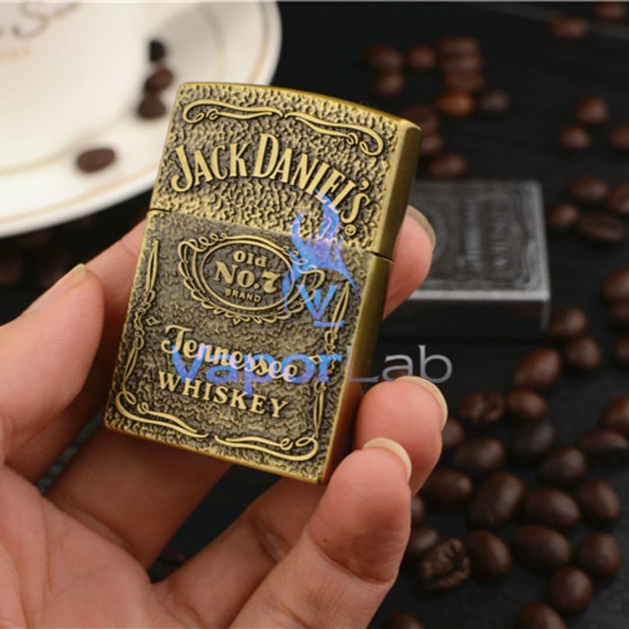 mancis korek api gas isi ulang model zippo logo JD unik murah keren - 9757- Gold