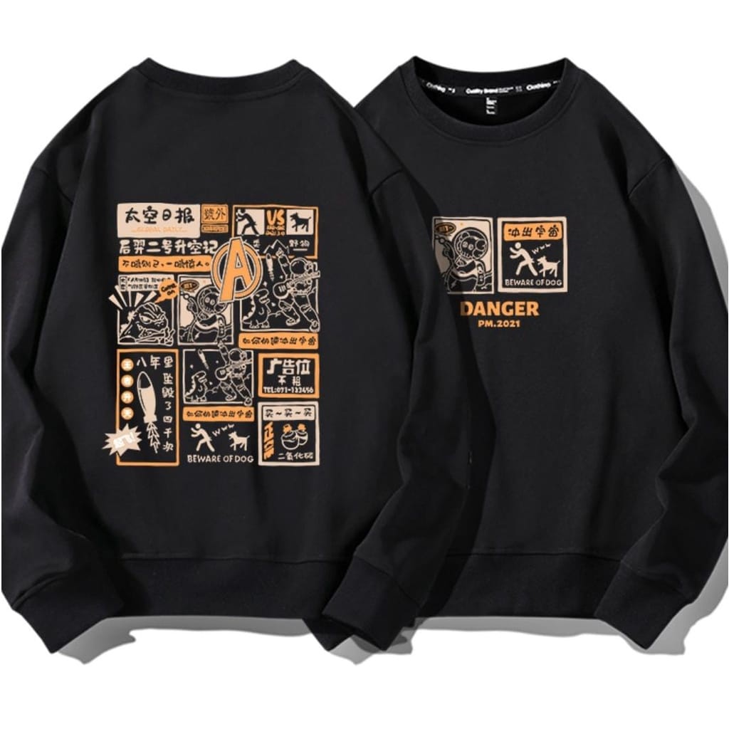 BE AWARE DANGER CREWNECK UNISEX BAHAN FLEECE