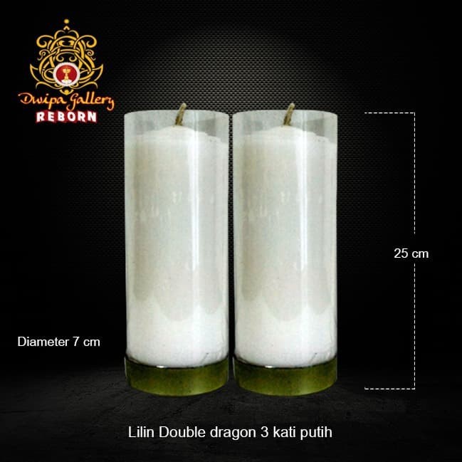 Lilin/Candle Puja Sembahyang Pilar Double Dragon 3 Kati Putih