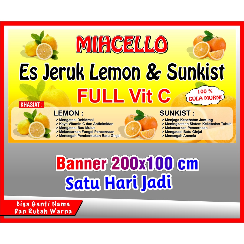 Banner es jeruk, COD Spanduk Es jeruk 200x100 cm