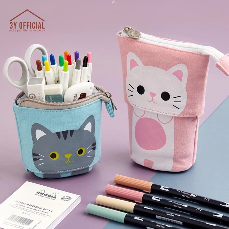 

3Y kotak pencil model tarik panjang pendek pencil case lucu imut