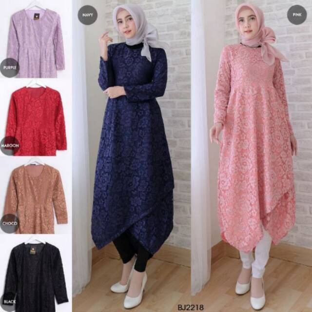 Tunik brokat/baju muslim/atasan muslim