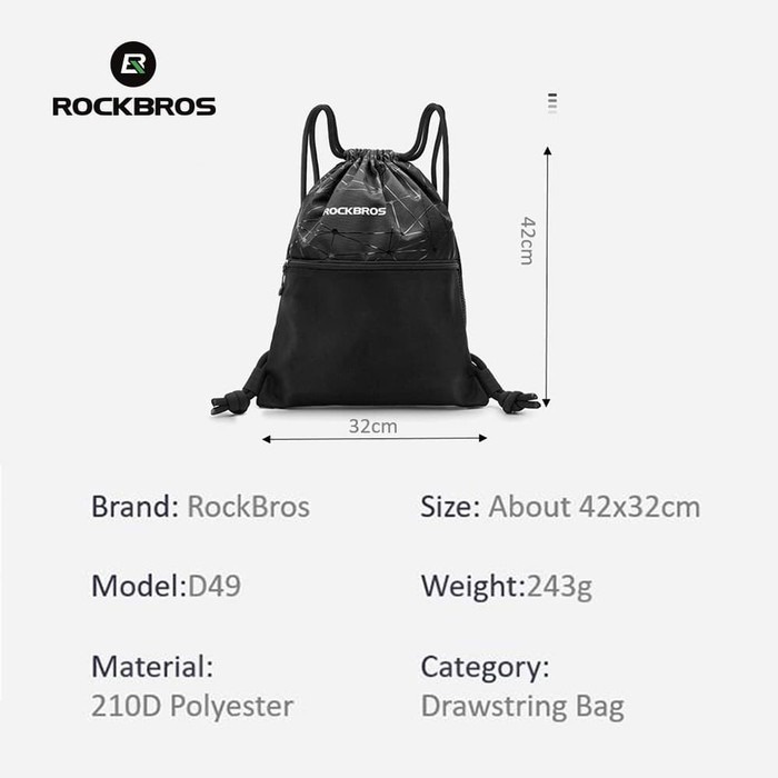 Tas Olaraga Sepeda Rockbros D49 Drawstring Backpack Sports Bag Ransel